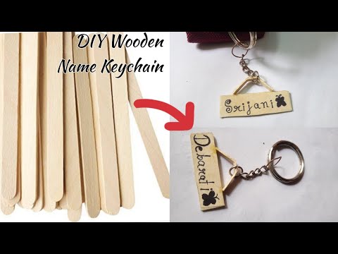 Making Of Wooden Name Keychain out of Popsicle sticks || Srijani The Creative Girl || DIY Keychain |