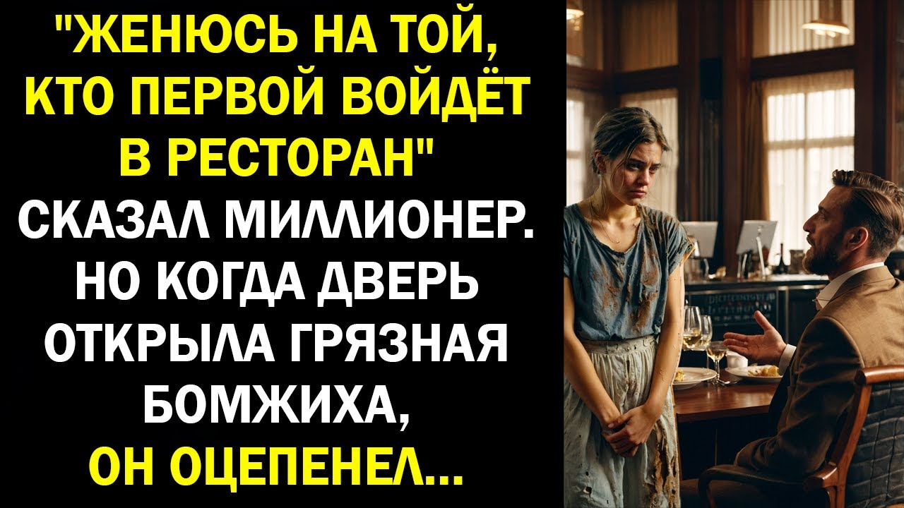 "Женюсь на той, кто первой войдёт в ресторан" сказал миллионер. Но когда дверь открыла бомжиха...