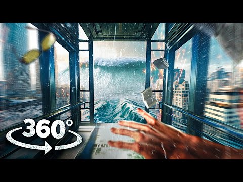 360° SCIENCE LAB 1 - Escape Tsunami Wave in the Lift VR 360 Video 4k ultra hd