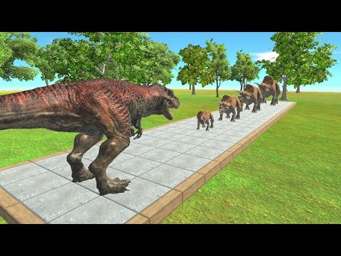 BATTLE 4 SIZE of TRICERATOPS - Animal Revolt Battle Simulator