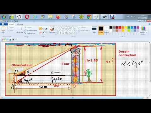 Résolution des triangles - Recherche de la hauteur d'une tour