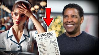 Garçonete atende Denzel Washington e o que ele faz DEIXA TODOS EM LÁGRIMAS!
