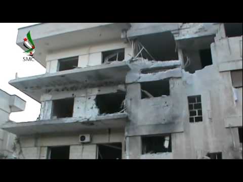حمص الصامدة حي الوعر 30 7 2014 أثار الدمار الهائل الذي سببه صاروخ ارض ارض الذي اصاب الحــي