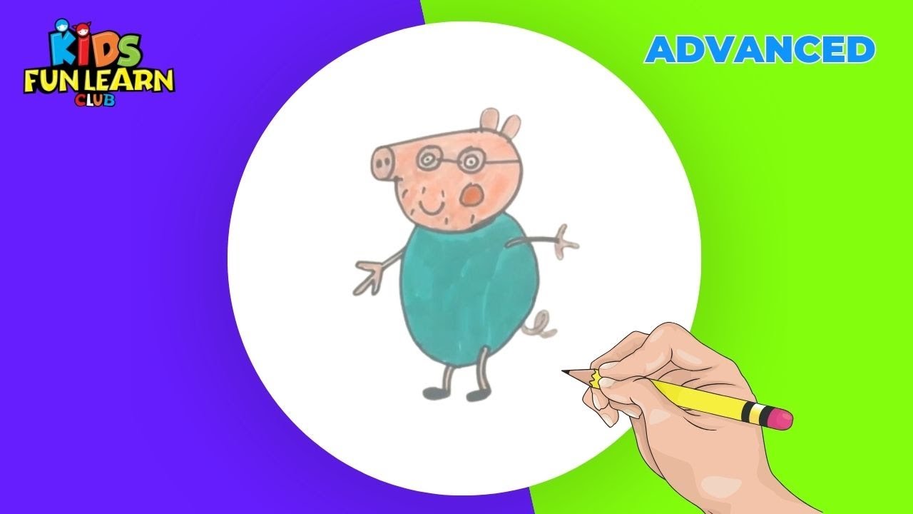 How to Draw Daddy Peppa Pig for Kids