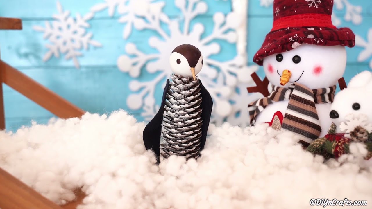 Rustic Pinecone Penguin Kids Craft
