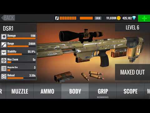 Sniper 3D Assassin Shoot to Kill Gameplay Walkthrough Upgrade Sniper Rifles DSR1 to MAXED OUT HD