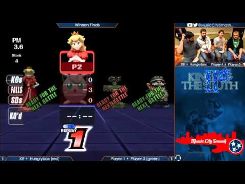 KotS2 -  XIF + Hungrybox (red) vs  Player-1 + Player-3 (green) - Project M Doubles Winners Finals