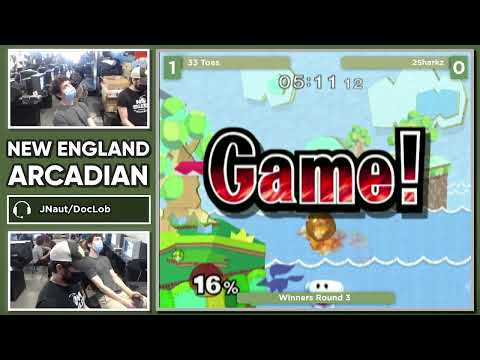 NE Melee Arcadian 8 - 33 Toes (Peach) vs. 2Sharkz (Falco) - Melee WR3