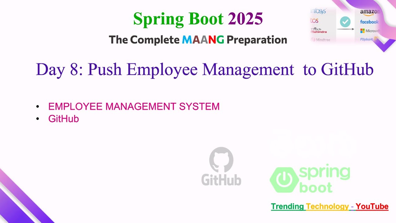 Push Employee Management System to GitHub | Git Commands Tutorial | Day - 8 #springboot #bsktrending