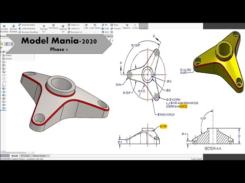 SOLIDWORKS MODEL MANIA 2020 Phase 1 | Solidworks Tutorial