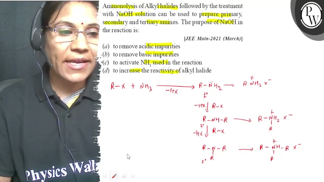 Ammonolysis of Alkyl halides followed by the treatment with \( \mat...