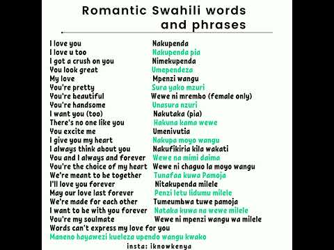 Romantic Swahili words and phrases
