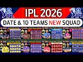 IPL 2026 All Teams Squad IPL Team 2026 Players List RCB MI CSK KKR GT RR Squad IPL 2026
