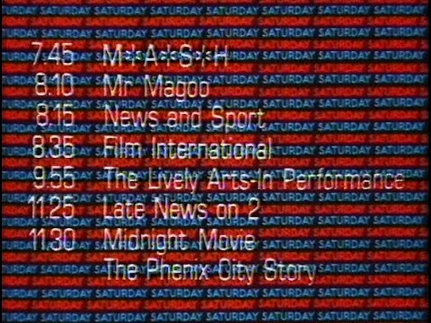 Saturday 27th November 1976 - BBC2 - Film International - Lively Arts - News - Network - Rare