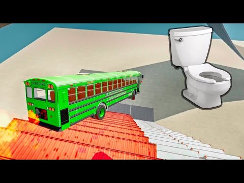 USA School Bus Stairs Jumps Down – Crazy BeamNG Drive Crash You Have to See