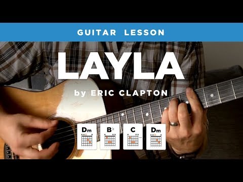 🎸 "Layla" unplugged guitar lesson w/ intro tab & chords (Eric Clapton)
