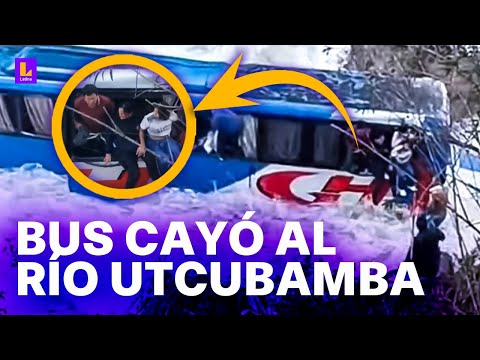 Bus cayó al río Utcubamba: Un policía se encuentra desaparecido