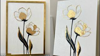 Textured Tulip Wall Art Painting That Looks Expensive 😍 | Step by Step Tutorial with Vanoushe Art