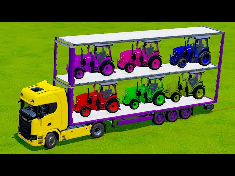 MINI TRACTORS OF COLORS TRANSPORTING WITH SCANIA TRUCK - Farming Simulator 22