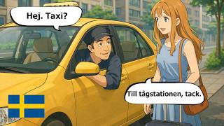 Easy Swedish Taxi Situations 🚕 | Beginner Dialogues (A1–A2) with Subs
