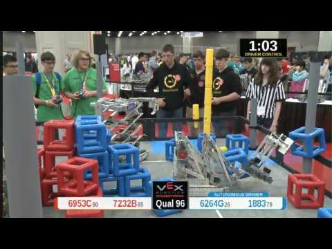 2015 VRC Tech Q96 - 6953C 7232B vs 6264G 1883 - 37 to 47 - VEX Worlds 2015 - Technology Division