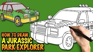 How to draw a Jurassic Park Explorer Vehicle - Easy step-by-step drawing lessons for kids