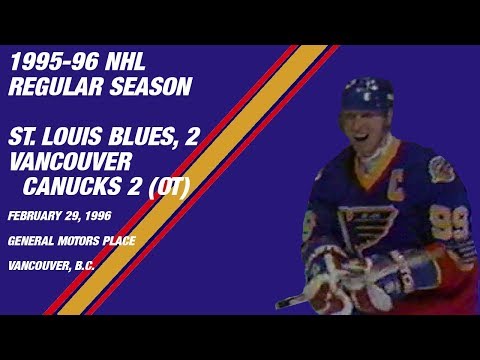 St. Louis Blues 2, Vancouver Canucks 2 (OT): February 29, 1996