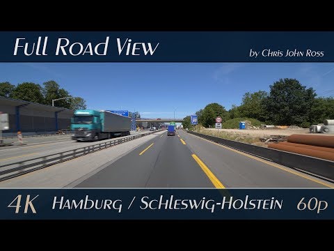 Hamburg/Schleswig-Holstein, Germany: HH-Niendorf - HH-Schnelsen - A7 - Quickborn - 4K (60p) Video