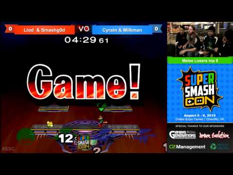 SSC - Cyrain & Milkman Vs. Smashg0d & Llod - SSBM Doubles Losers Top 8 - Smash Melee