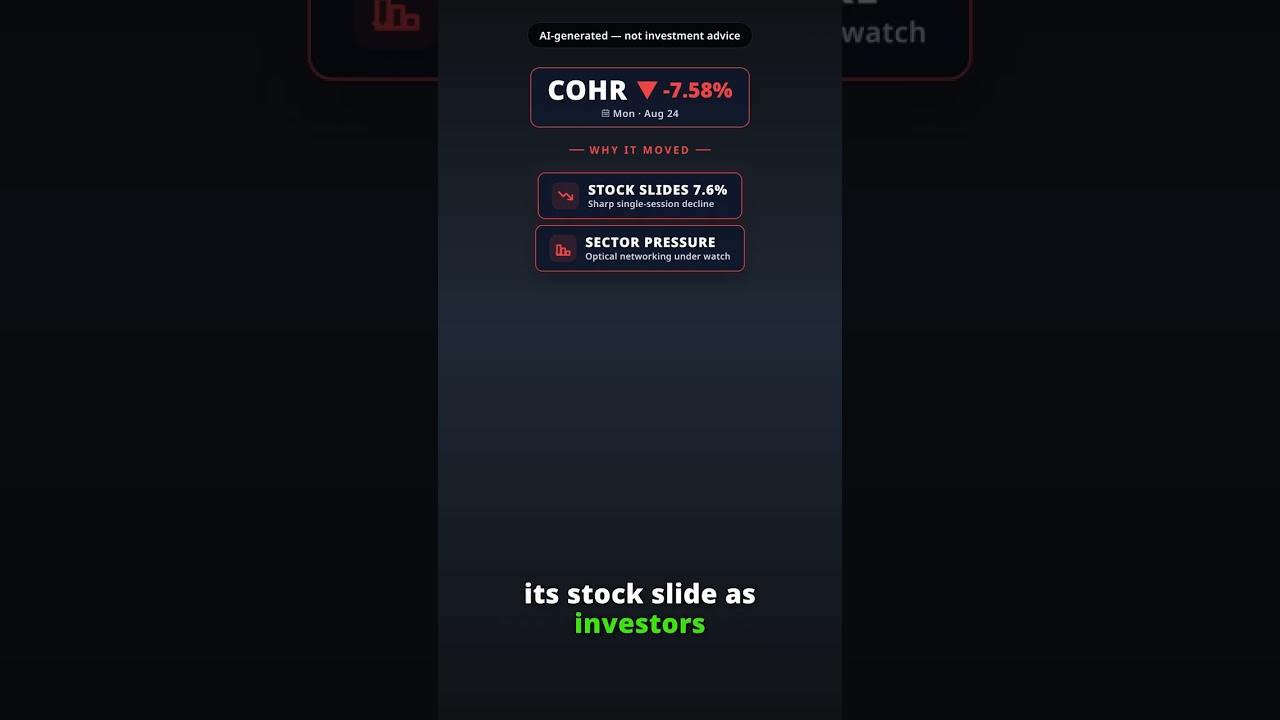 Why Is Coherent Stock Tumbling Today? COHR -7.58% (Aug 24)