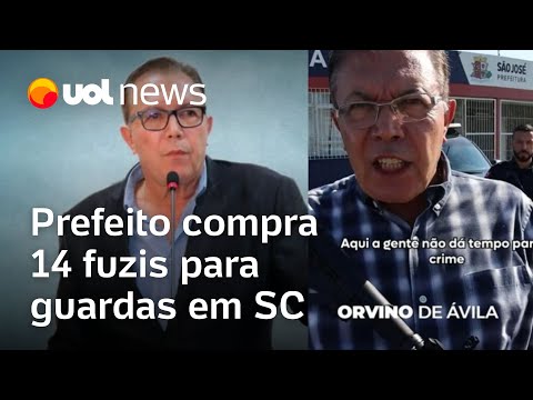 Prefeito compra 14 fuzis para guardas em Santa Catarina e posa com armas: 'Felicidade'