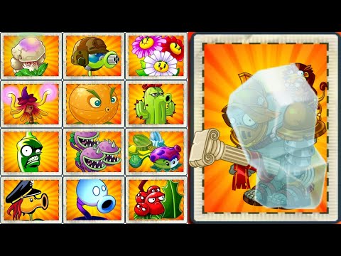 PVZ 2 Challenge! All Plants Vs 5 Frozen Gladiator Gargantuar with 5 Plant food.