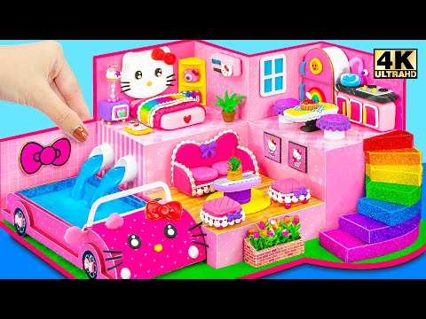 (EASY) Build Pink Hello Kitty House has Automatic Water to Swimming Pool Car ❤️ DIY Miniature House