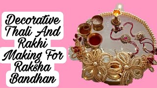 Raksha Bandhan Thali Decoration2001/Hand Made Rakhi And Thali Decoration/Easy Rakhi Thali Making