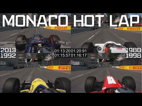 F1 2013 Monaco Hot Lap - 4 Car Classic and Modern Comparison