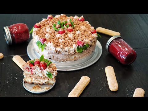 "The Forest Cake" Raspberry Chocolate Cream Cheese Ladyfingers Cake