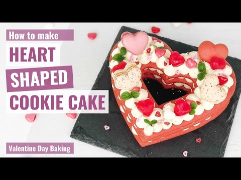 HEART SHAPED COOKIE CAKE |   How to Make a Biscuit Cake | Heart Shape Cake | Valentine Day Treats