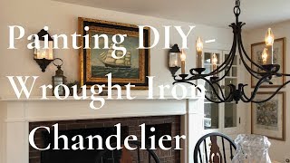 How to paint a brass chandelier to look like wrought iron like mine in my New England home