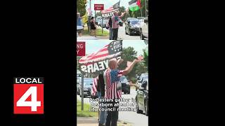 Protesters are starting to gather in Dearborn before a city council meeting