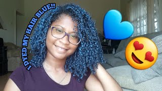 DYING MY NATURAL HAIR BLUE NO BLEACH ?!?| WITH MOFAJANG BLUE HAIR PAINT WAX