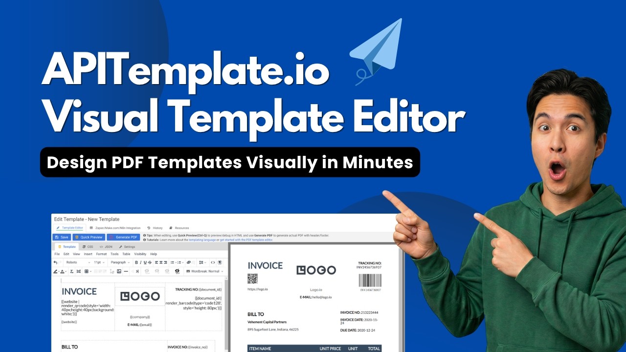 Visual Template Editor Tutorial for PDF Generation | APITemplate.io