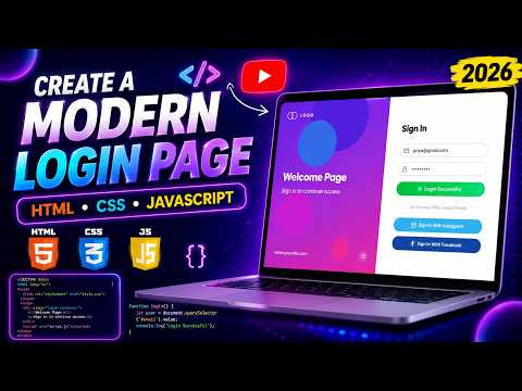 Create A Modern Responsive Login Page Using Html Css Javascript Complete Beginner Tutorial2026