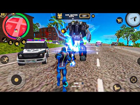 Rope Hero Vice Town vs Police Transformer Helicopter Attack Android gameplay