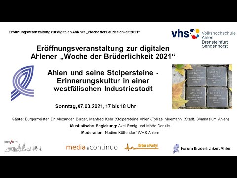 Ahlen und seine Stolpersteine - Eröffnung Woche der Brüderlichkeit in Ahlen 2021