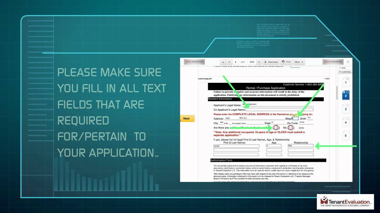 Tenant Evaluation -  Step 2 Tutorial