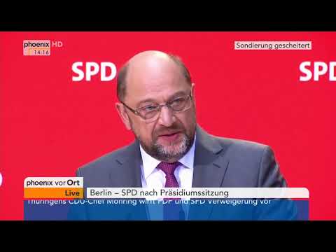 Martin Schulz zum Scheitern der Sondierung und möglichen Neuwahlen am 20.11.17