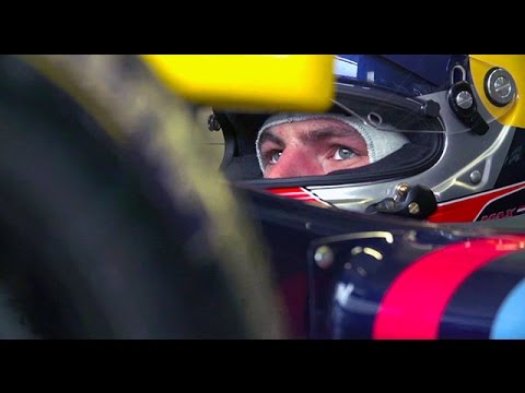 Youngest ever Formula One driver Max Verstappen tests out a Red Bull racing car