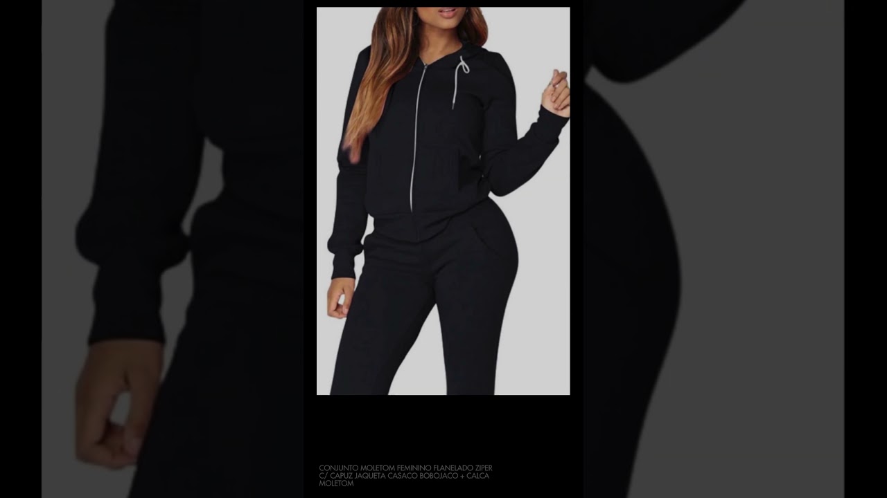 Conjunto Moletom Feminino Flanelado Ziper C Capuz Jaqueta Casaco Bobojaco + Calca Moletom #shorts