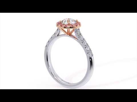 BIJOU - Pink Sapphire Set Round Diamond Halo Engagement Ring (RB-R5154P-W)