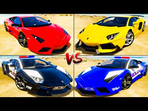 Lamborghini Aventador vs Reventon vs Police Reventon vs Police Aventador -GTA 5 Which lambo is best?